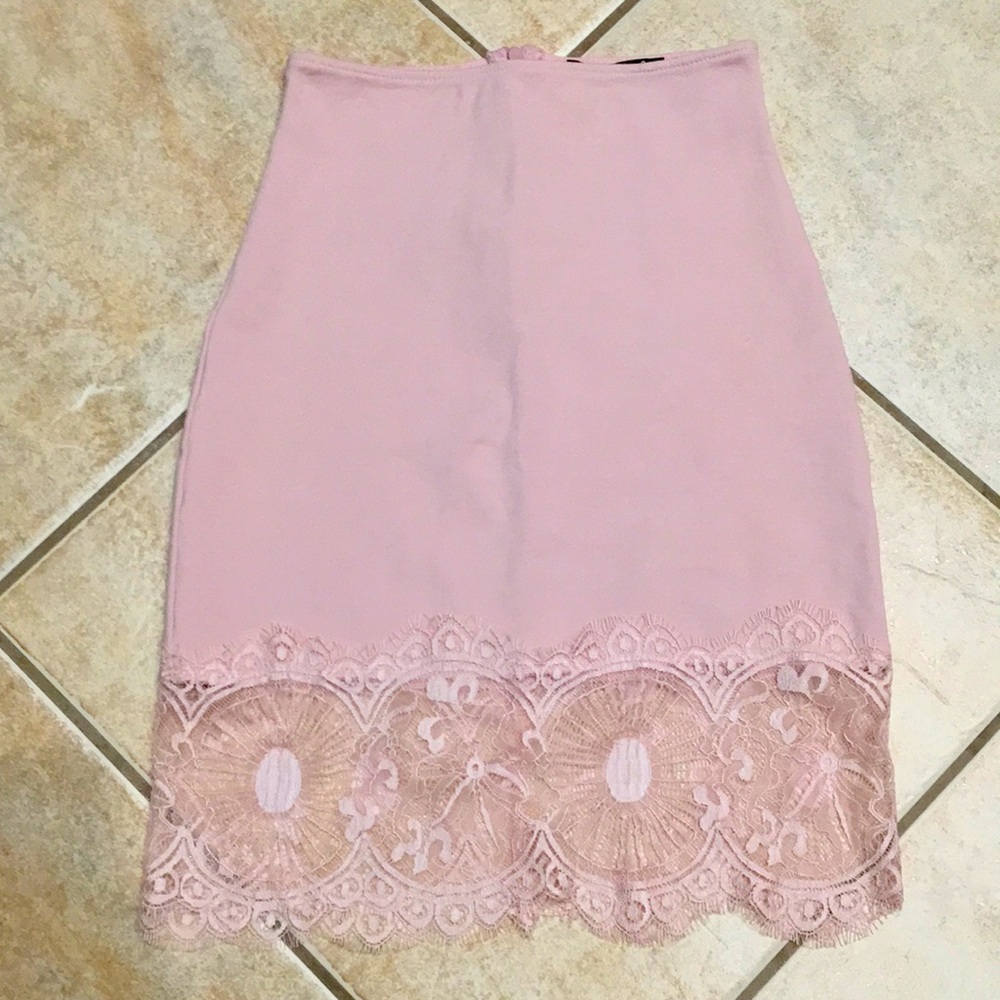 Lulus Pink Skirt with Lace Trim